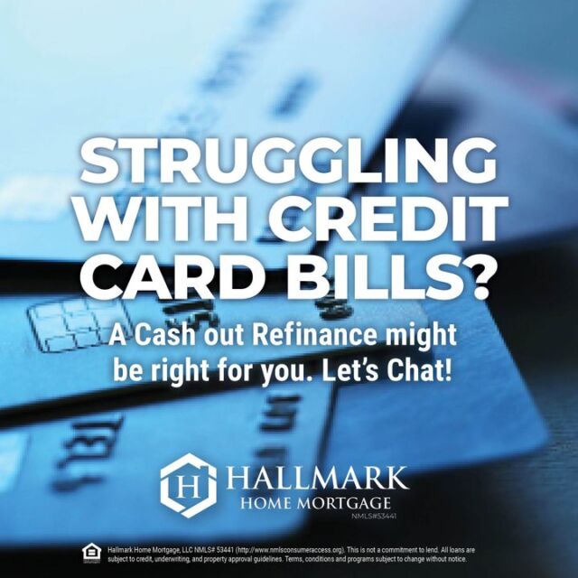 Did you know that you can take advantage of the equity in your house to consolidate your debt? Contact us today to find out if a cash-out refinance might make sense for you and your situation. https://www.hallmarkhomemortgage.com/ #HHM #YourCommunityLender #HallmarkHomeMortgage #eHome #hhmtv